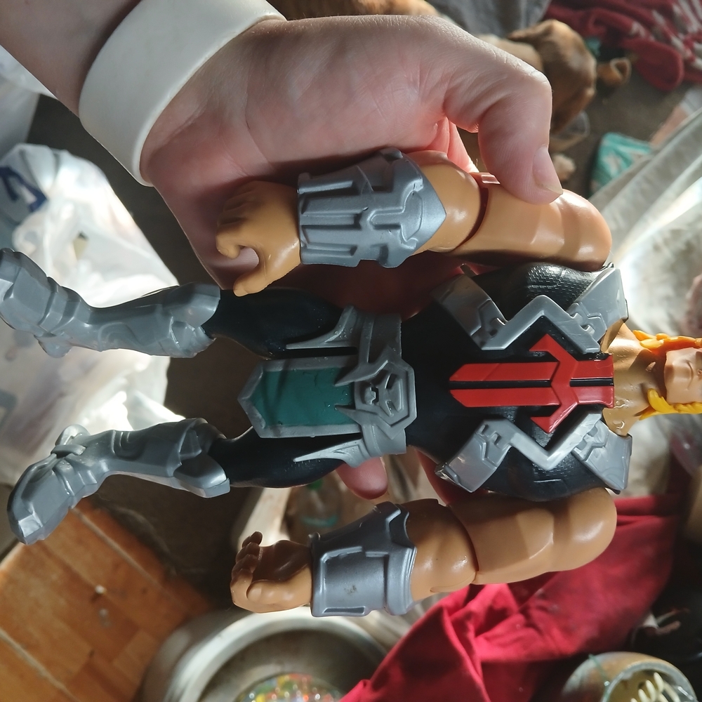 Action Hero Figure with Black, Silver & Red Armor - Brand Unknown